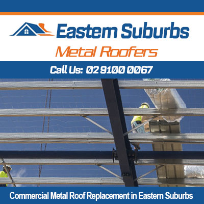 Commercial metal roof replacement in progress in Eastern Suburbs