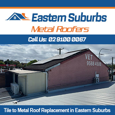 Tile to metal roof replacement completed on Eastern Suburbs commercial building